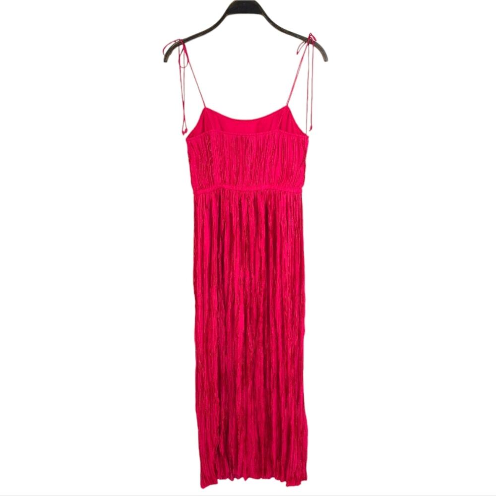 Ulla Johnson Midi Dress Orla Satin Pleated Sleeveless Hot Pink New No Tags - Picture 7 of 15
